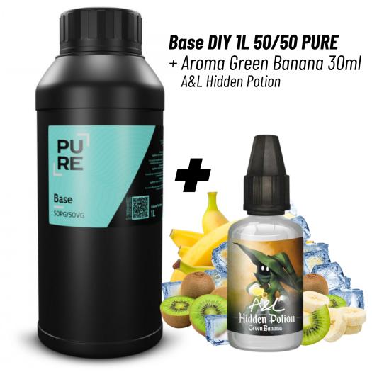 Pack Base DIY 1L 50PG/50VG PURE + Aroma Green Banana 30ml