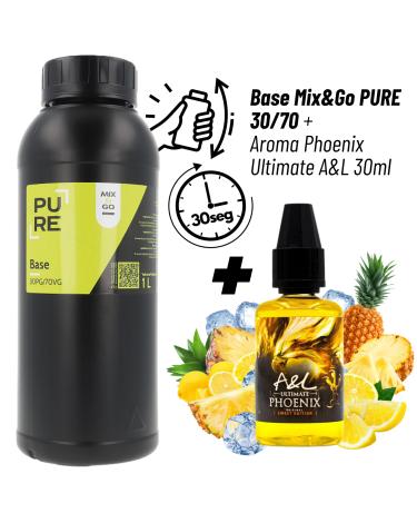 Pack Base DIY 1L Mix&Go 30PG/70VG PURE + Aroma Phoenix 30ml