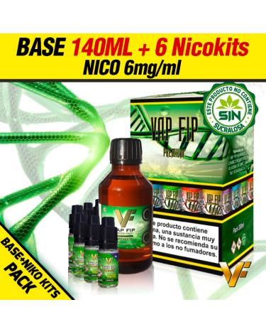 → PACK BASE VAP FIP 140ml + 6 Nicokits ✭ 200ml a 6mg/ml ✭