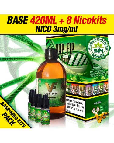 → PACK BASE VAP FIP 420ml + 8 Nicokits ✭ 500ml a 3mg/ml ✭