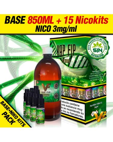 → PACK BASE VAP FIP 850ml + 15 Nicokits ✭ 1.000ml a 3mg/ml ✭