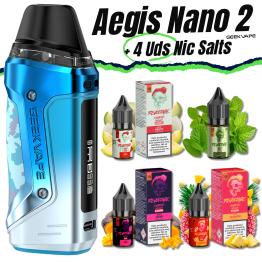 Pack de Iniciante Aegis Nano 2 Geekvape + 4 uds Sais de Nicotina 10ml