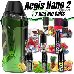 Pack de Iniciante Aegis Nano 2 Geekvape + 7 pcs Sais de Nicotina 10ml