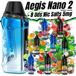 Pack de Iniciante Aegis Nano 2 Geekvape + 8 pcs Sais de Nicotina 10ml 5mg