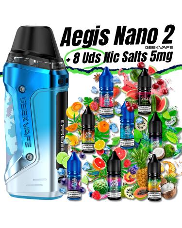 Pack de Iniciante Aegis Nano 2 Geekvape + 8 pcs Sais de Nicotina 10ml 5mg
