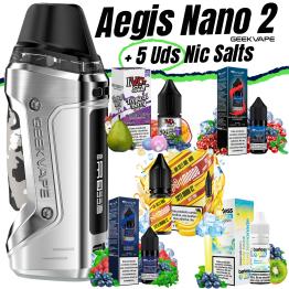 Pack de Iniciante Aegis Nano 2 (Midnight Dark) Geekvape + 5 pcs Sais de Nicotina