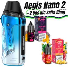 Pack de Iniciante Aegis Nano 2 (Ocean Blue) Geekvape + 2 uds Sais de Nicotina 10ml 10mg