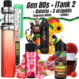 Pack GEN 80S iTank 2 Version (NEON ORANGE) + Pilha Samsung 18650 + 3 Líquidos (250ml)