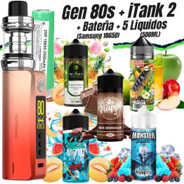 Pack Kit GEN 80S iTank 2 Version (NEON ORANGE) + Pilha Samsung 18650 + 5 Líquidos (5x100ml)