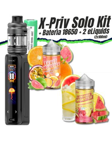 Pack Kit X-Priv Solo (Black Shell) + 2 Líquidos (200ml)