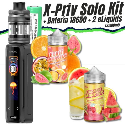 Pack Kit X-Priv Solo (Black Shell) + 2 Líquidos (200ml)