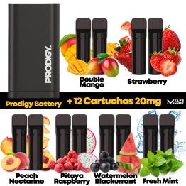 Pack Prodigy Battery + 12 Cartuchos | 12x2ml 20mg | 7200Puff |