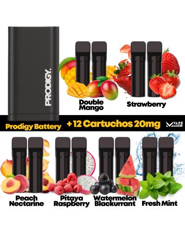 Pack Prodigy Battery + 12 Cartuchos | 12x2ml 20mg | 7200Puff |