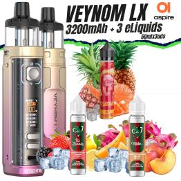 Pack Veynom LX 3200mAh (Gold Pink Fade) Aspire + 3 eLiquids (50ml x 3)