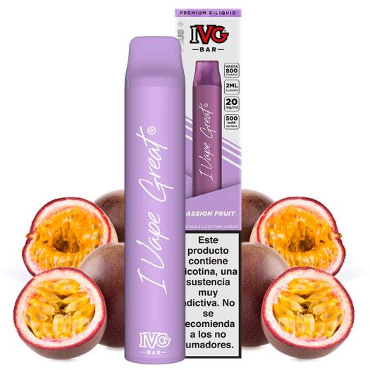 Passion Fruit 600puffs - IVG Bar Plus 20mg - POD Descartável