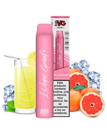 Pink Lemonade 600puffs - IVG Bar Plus 20mg - POD Descartável