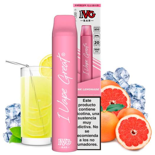 Pink Lemonade 600puffs - IVG Bar Plus 20mg - POD Descartável