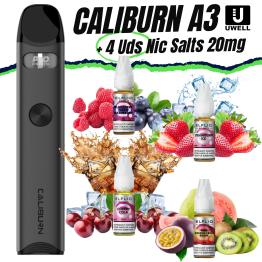 Pod CALIBURN A3 (GRAY) UWell + 4 uds Nic Salts 10ml 20mg