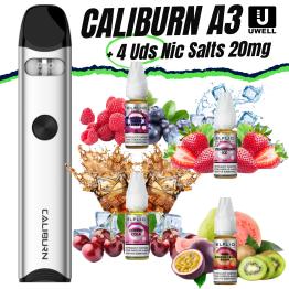 Pod CALIBURN A3 (SILVER) UWell + 4 uds Nic Salts 10ml 20mg