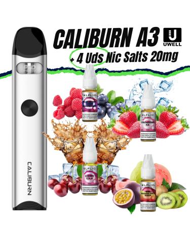Pod CALIBURN A3 (SILVER) UWell + 4 uds Nic Salts 10ml 20mg