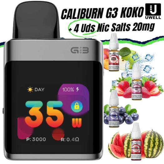 Pod CALIBURN G3 PRO KOKO UWell + 4 uds Nic Salts 10ml 20mg