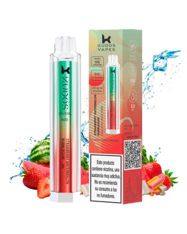 Pod Descartável Strawberry Watermelon Bubblegum 600puffs - Kudos Vapes Crystal