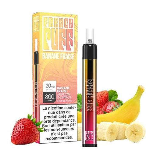 Caneta Pod Vape Descartável Morango e Banana 800 puffs - 550 mAh 20mg - French Puff