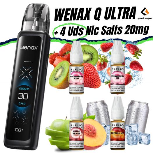 Pod Wenax Q Ultra (Black Carbon) + 4 uds Nic Salts 10ml 20mg