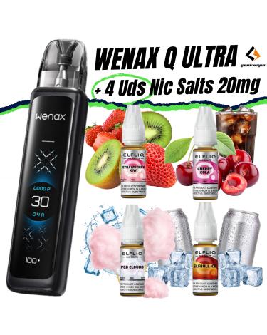 Pod Wenax Q Ultra (Black Carbon) + 4 uds Nic Salts 10ml 20mg