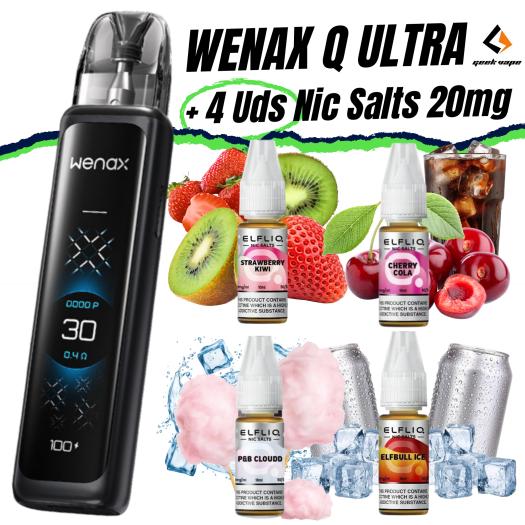 Pod Wenax Q Ultra (Black Carbon) + 4 uds Nic Salts 10ml 20mg