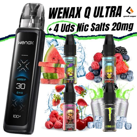 Pod Wenax Q Ultra (Black Carbon) + 4 uds Nic Salts 10ml 20mg