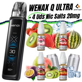 Pod Wenax Q Ultra (Black Carbon) + 4 uds Nic Salts 10ml 20mg