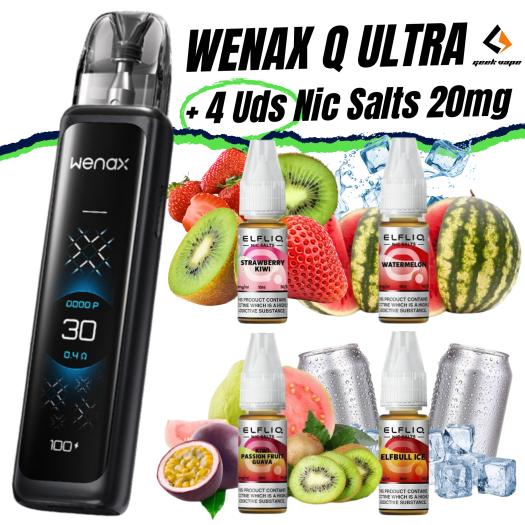Pod Wenax Q Ultra (Black Carbon) + 4 uds Nic Salts 10ml 20mg