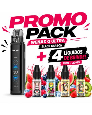 Pod Wenax Q Ultra (Carbon Black) + 4 uds Nic Salts 10ml 20mg