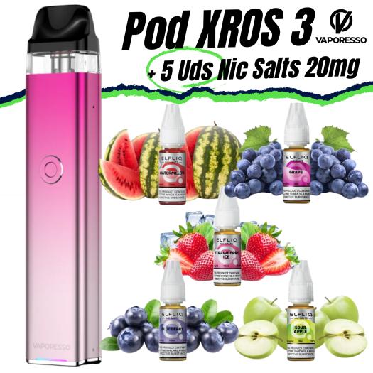 Pod XROS 3 (ROSE PINK) Vaporesso + 5 uds Nic Salts 10ml 20mg