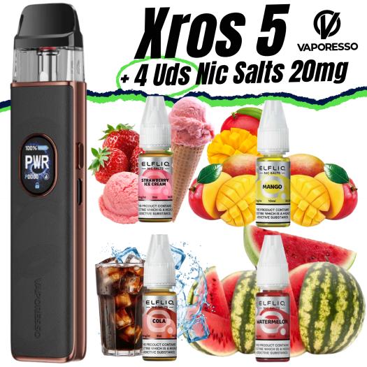 Pod XROS 5 (Black Leather) + 4 uds Nic Salts 10ml 20mg