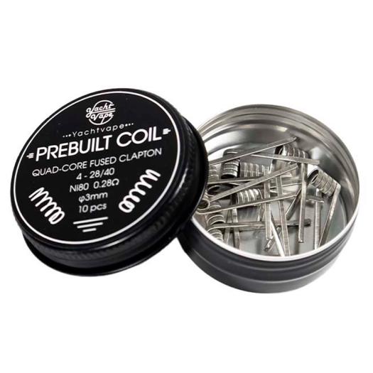 Prebuilt Coil Quad Core Fused Clapton 4-28/40 ni80 0.28Ω 3mm (10pcs) - Yachtvape