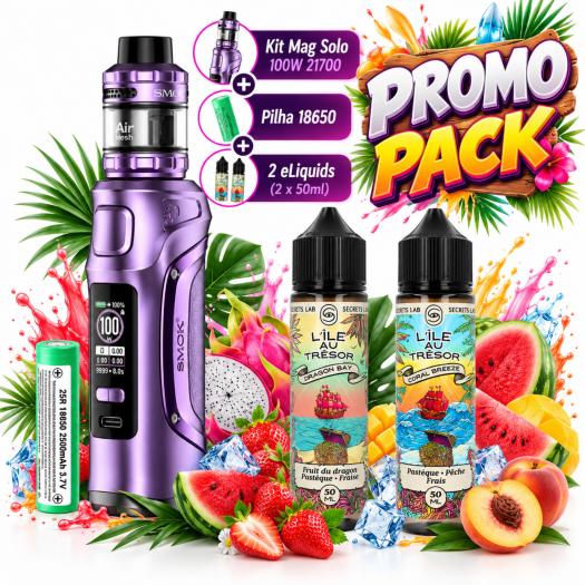 Promo Pack SMOK Mag Solo 100W | Pilha 18650 + 2 Líquidos
