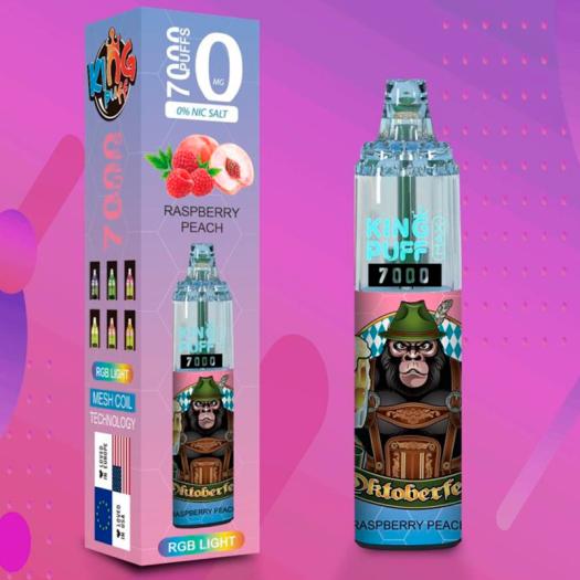 Raspberry PEACH 7000 puffs - KING PUFF v2 - SEM NICOTINA