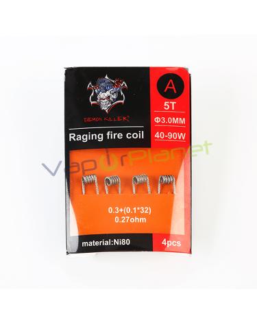 Resistências Vapeo Demon Killer Raging Fire Coil Ni80 (Pack 4uds) Tipo: A