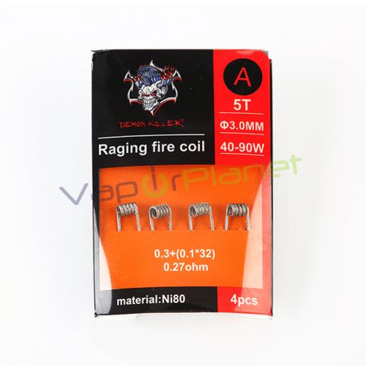 Resistências Vapeo Demon Killer Raging Fire Coil Ni80 (Pack 4uds) Tipo: A