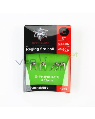 Resistências Vapeo Demon Killer Raging Fire Coil Ni80 (Pack 4uds) Tipo: C