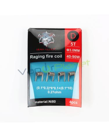 Resistências Vapeo Demon Killer Raging Fire Coil Ni80 (Pack 4uds) Tipo: D