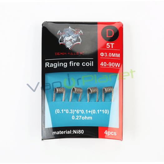 Resistências Vapeo Demon Killer Raging Fire Coil Ni80 (Pack 4uds) Tipo: D