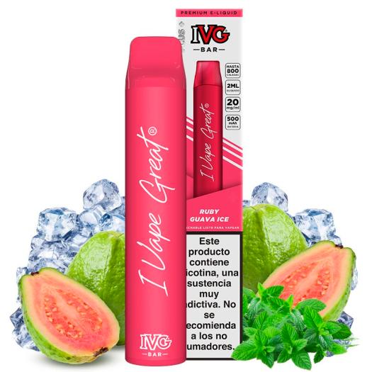 Ruby guava Ice 600puffs - IVG Bar Plus 20mg - POD Descartável