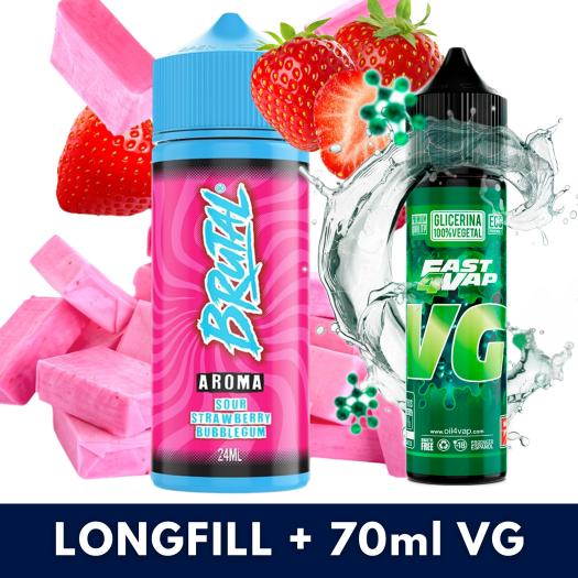 Sour Strawberry Bubblegum 24ml/120 (Longfill) Just Juice Brutal  + 70ml VG Fast
