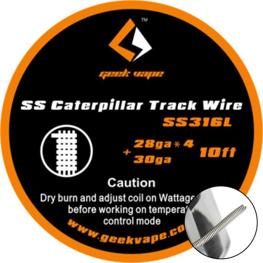 SS Caterpillar Track Wire SS316L 28GA*4+30GA 10Ft (3mt) GEEKVAPE Wire