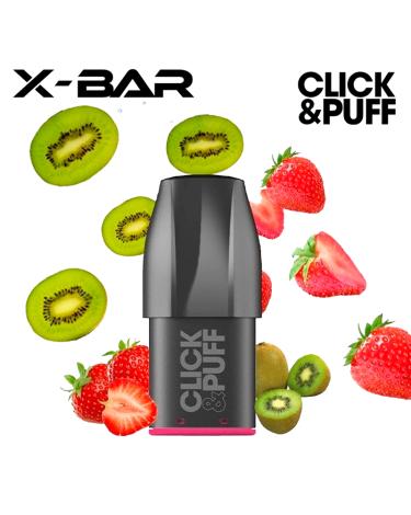 STRAWBERRY KIWI Cartucho Click & Puff X-Bar 2ml 20mg 600 Puff (1 unidade)