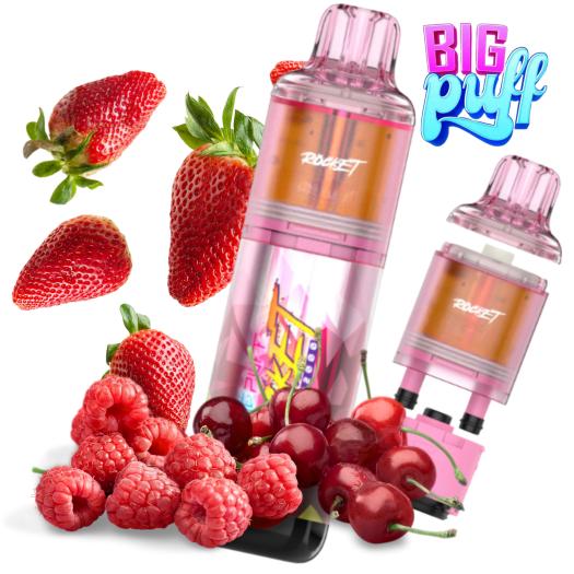 Strawberry Raspberry Cherry Ice Rocket 32000 Puff | 2ml + 10ml + 10ml | Big Puff