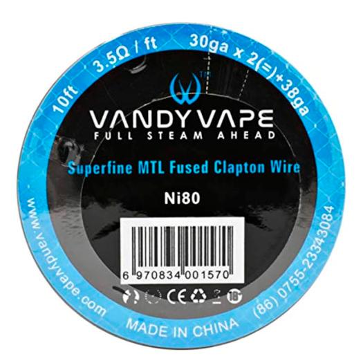 Superfine MTL Fused Clapton Wire NI 80 30ga x2 + 38ga Vandy Vape